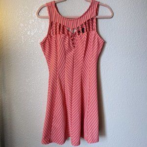 Bright Coral Women's Striped Dress Small